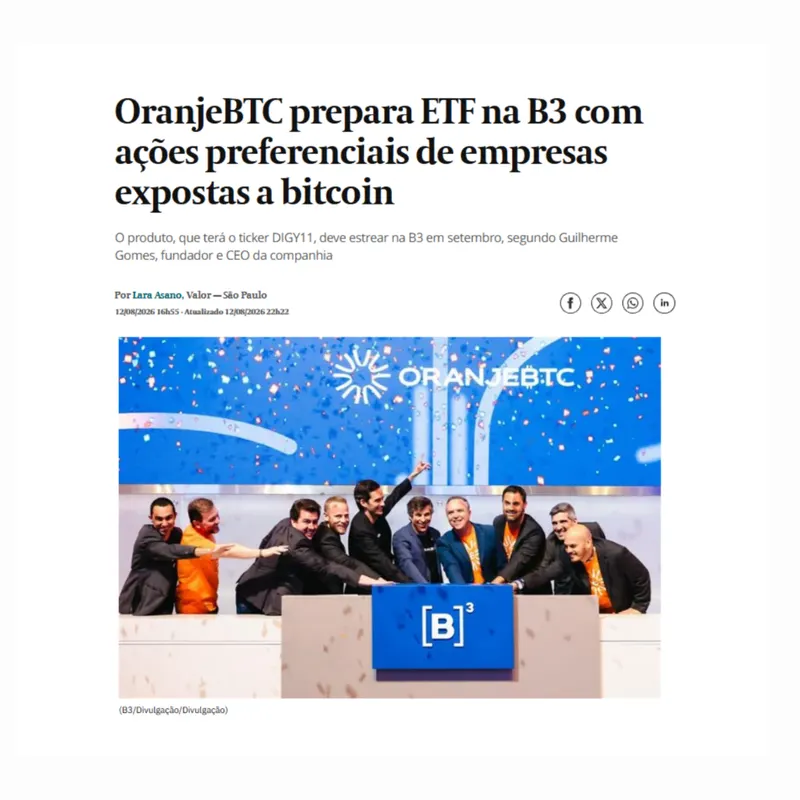 OranjeBTC cria ETF de ações de compradoras de bitcoin focado em dividendos